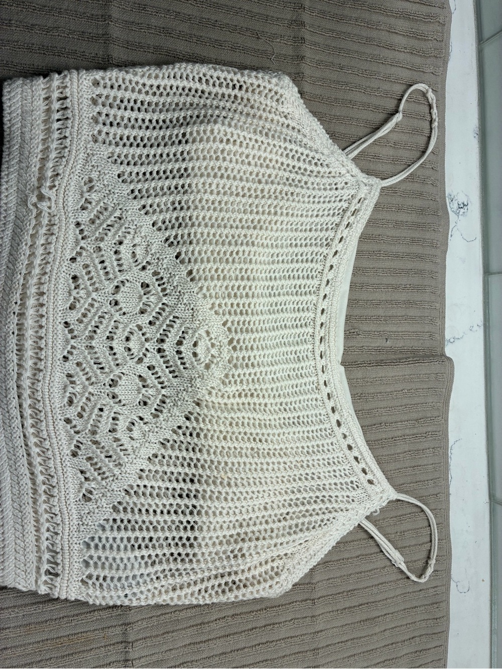 Abercrombie & Fitch Cream Crochet Fringe Mini Skirt and Top - Picture 6 of 6